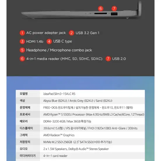 레노버 아이디어패드 슬림3 15ALC R5