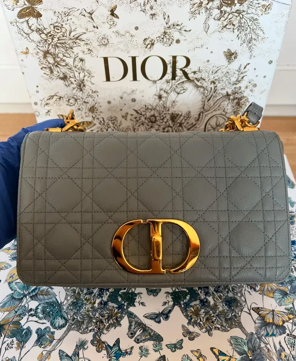 Dior Caro Bag Stone Gray Medium