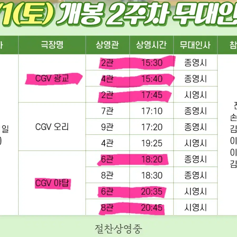 [A열] 그 시절 우리가 좋아했던 소녀 무대인사 3월1일 광교 양도