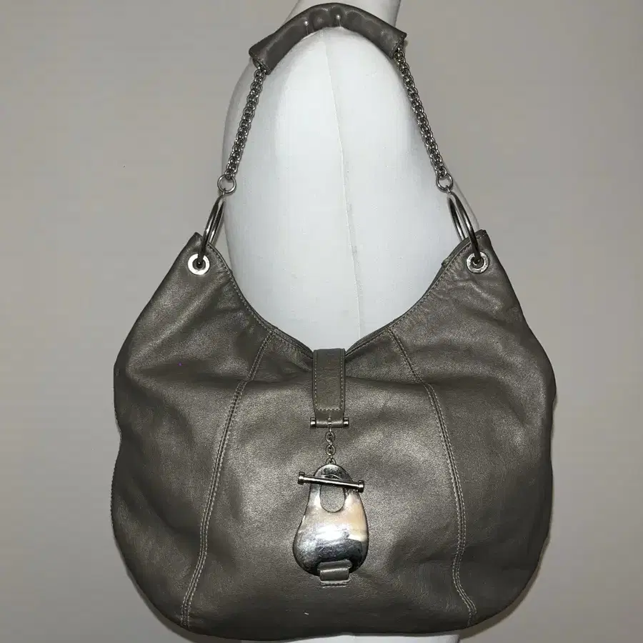 Double M Gray Shoulder Bag