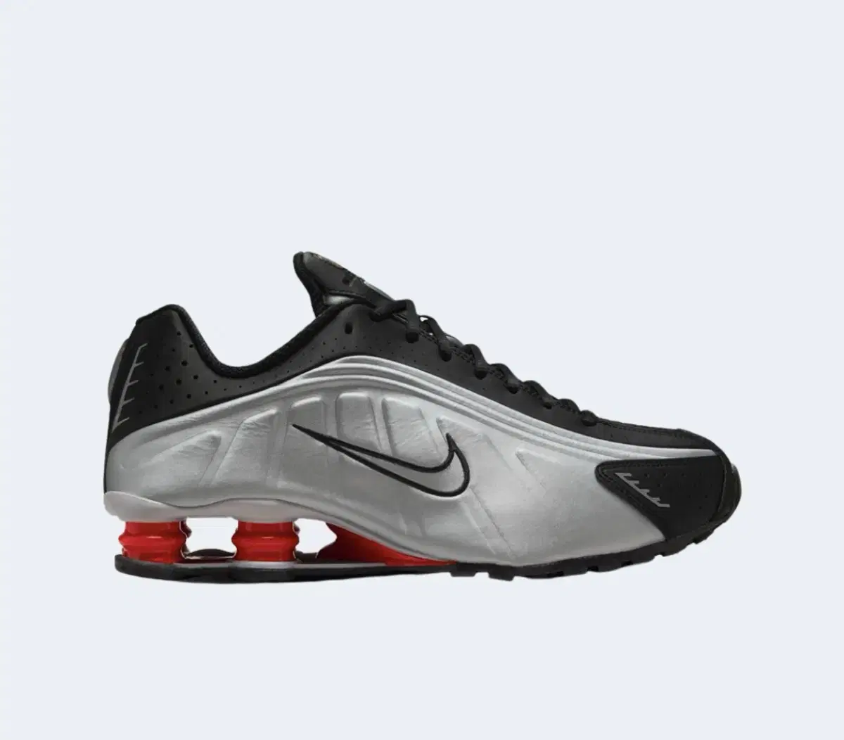 Nike Shox R4 Black and Metallic Silver