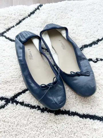 PORSELLI 가죽 발레 슈즈 네이비