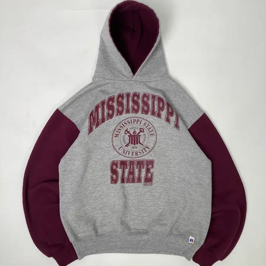 90s Russell Hoodie (grey/maroon)