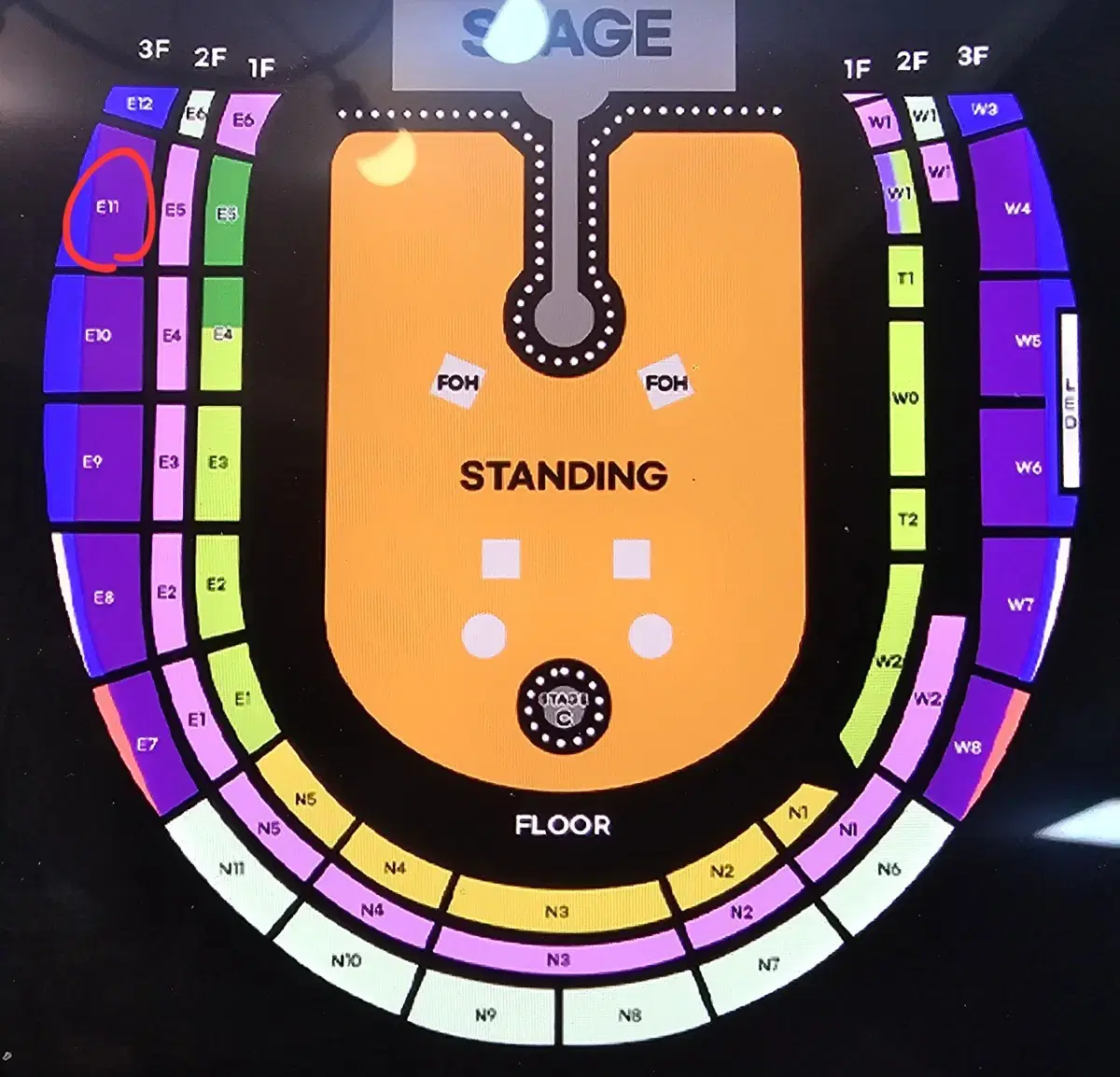 콜드플레이 내한 4월18일 금 4/18 금요일 C급 지정좌석 E11
