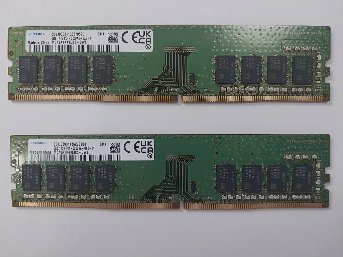 DDR4 8GB PC4-25600 (3200) 삼성 램 2장