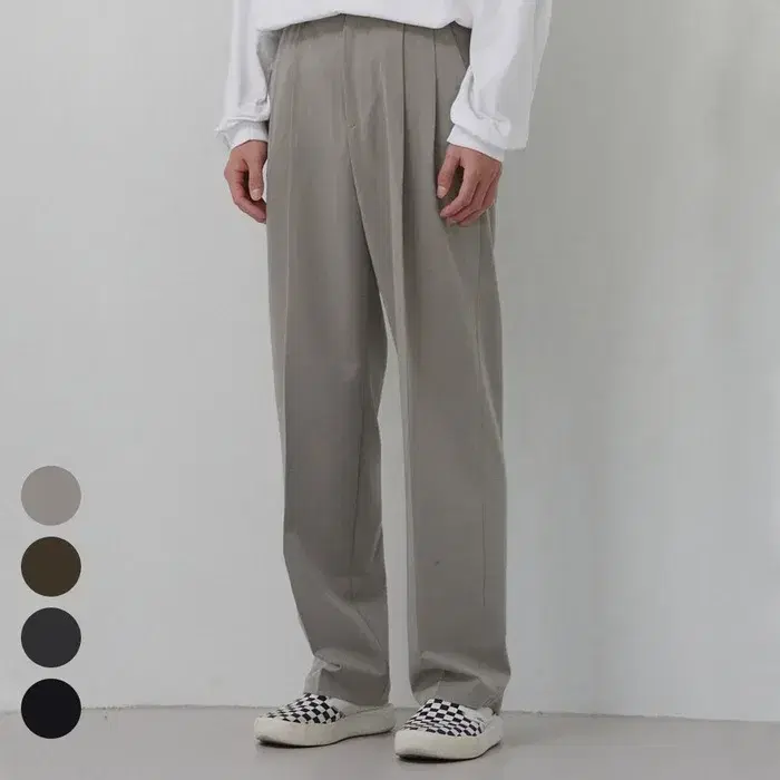 주앙옴므 2PLEATS WIDE BAND TROUSER세이지 밴딩슬랙스