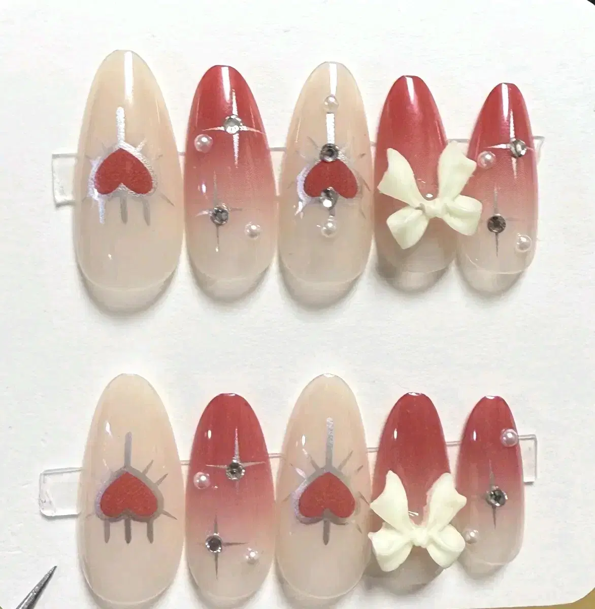 [패스트네일팁] 그라데이션 발렌타인 네일팁 24pc