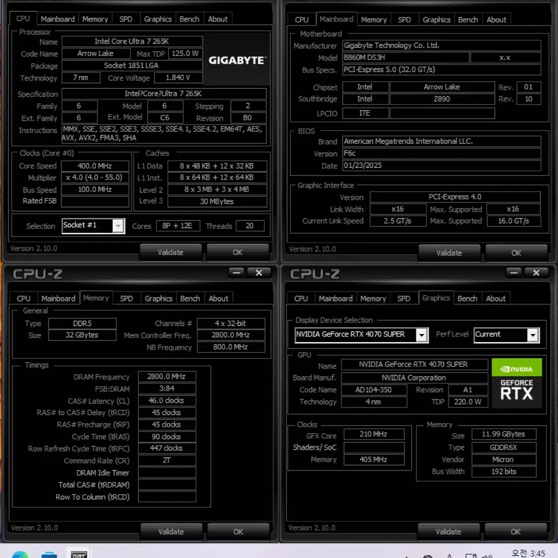 인텔 최신 코어 울트라7 265K/ RTX4070 SUPER 15세대 i