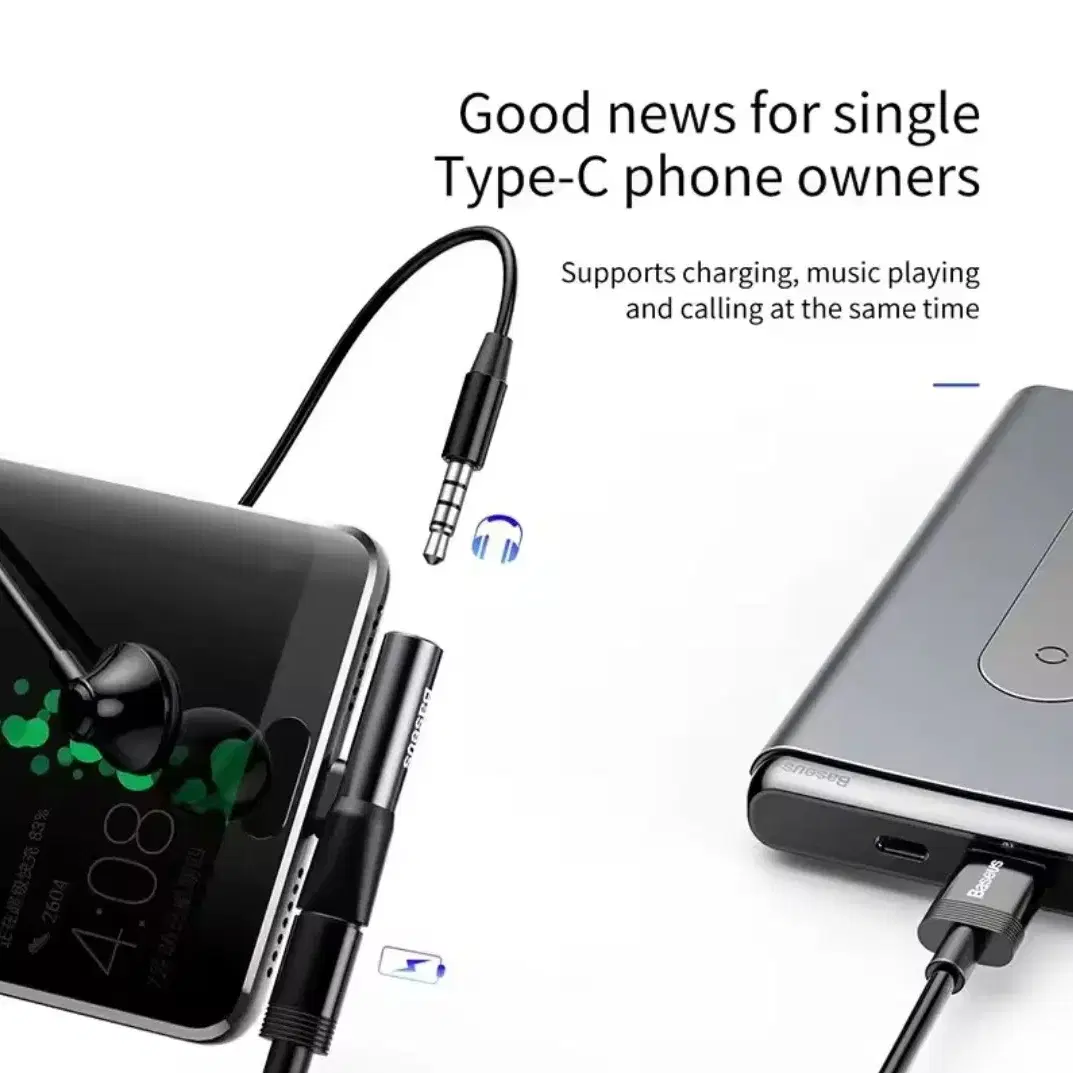 Baseus USB-C 3.5mm 이어폰 충전 젠더