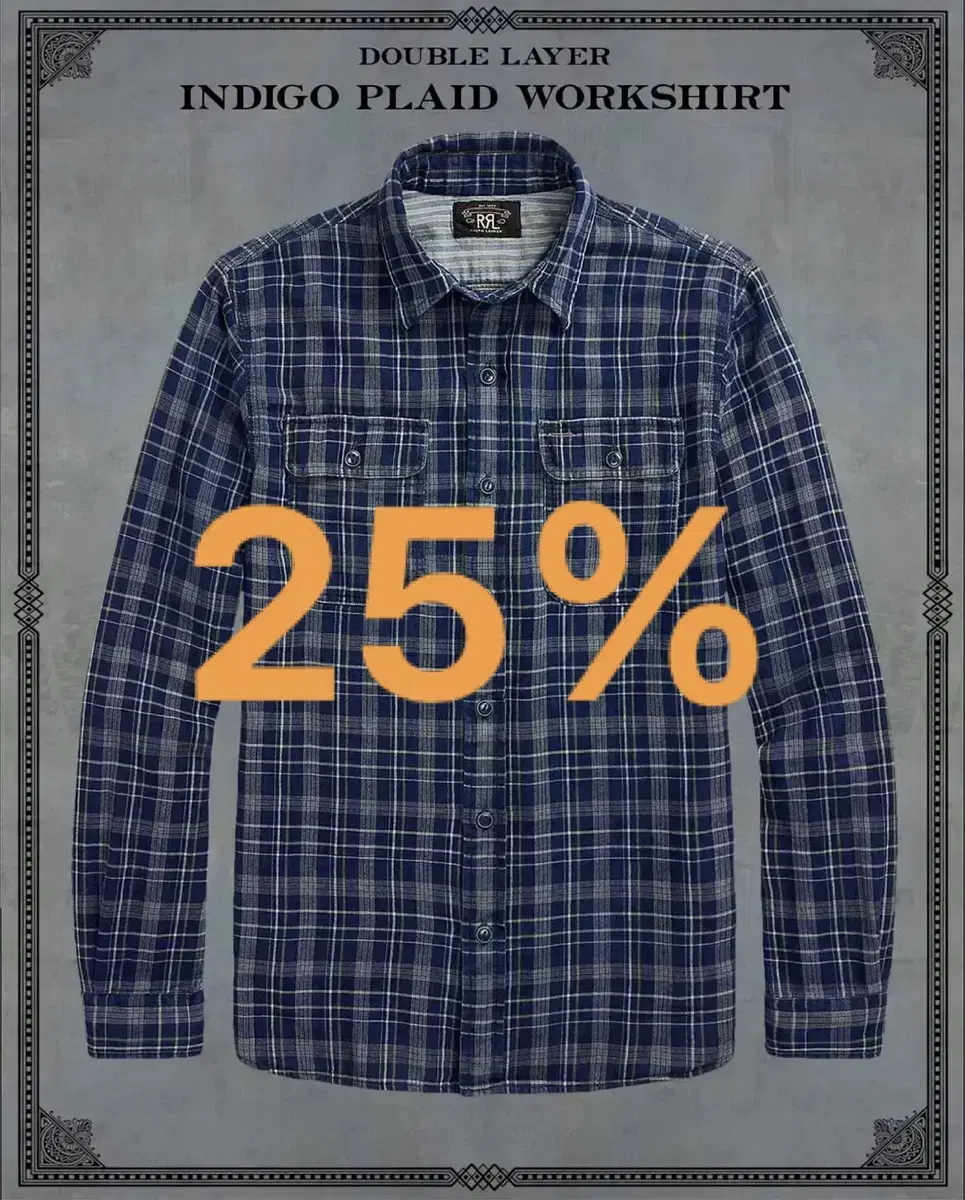 [14%할인] RRL 인디고 플래드 더블페이스 워크셔츠 더블알엘