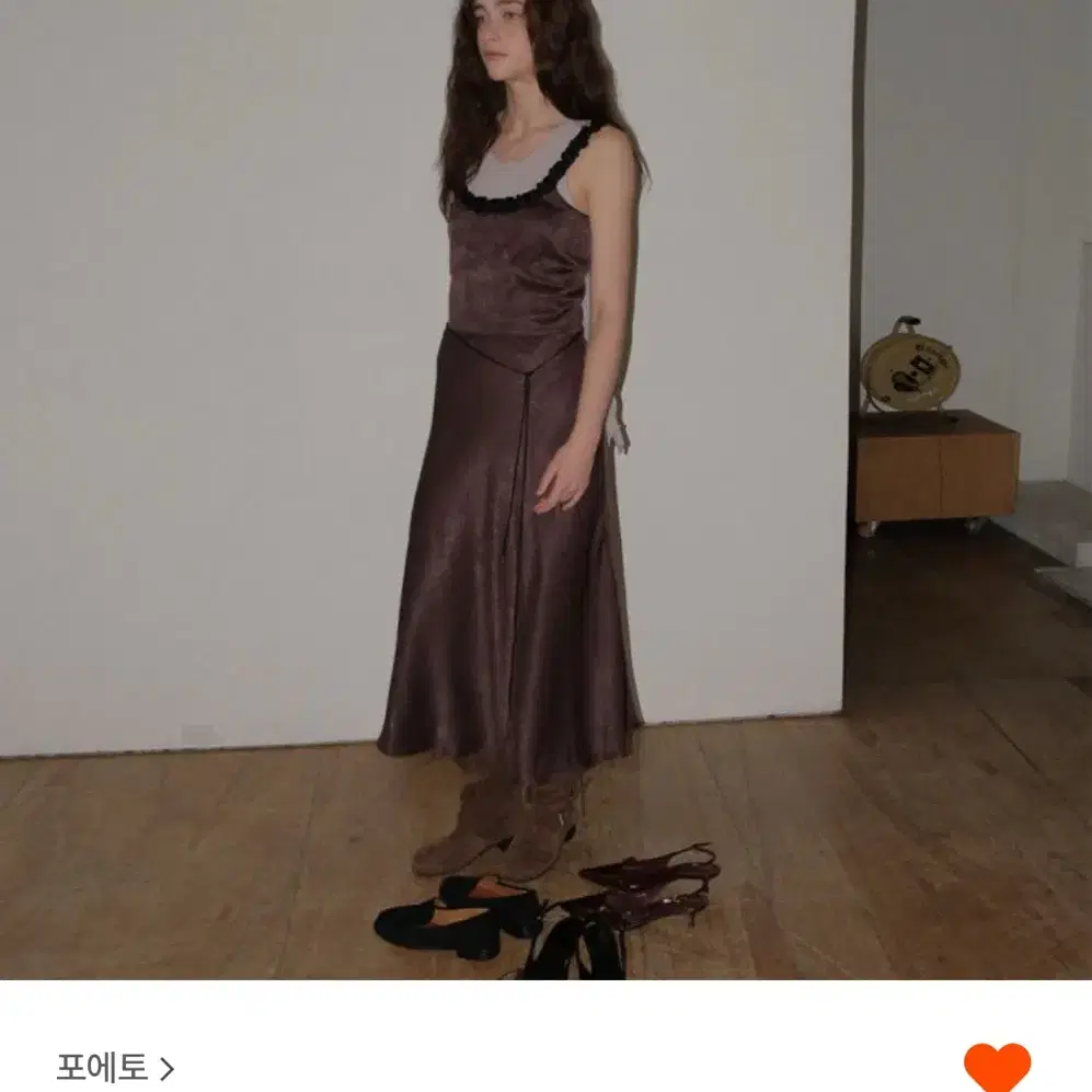 포에토 Rosie shirring dress brown FOETO