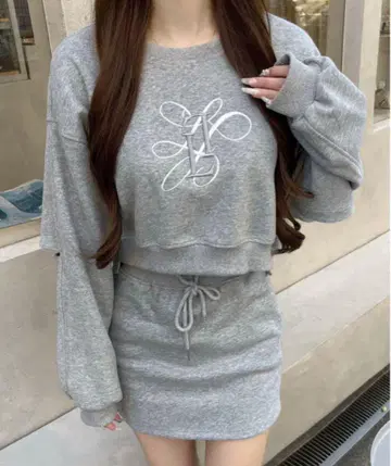 루미니옹 Lumignon LL 로고 스웨트 세트 그레이