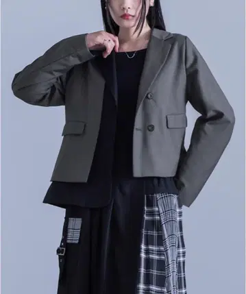 kOhAKU 아지메 배색 테일러드 자켓