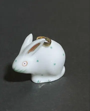 HEREND 펜던트 토끼 도트 그린