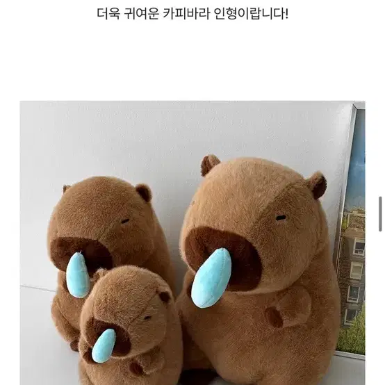 미개봉) 카피바라 콧물 부르르 인형 중형 / 네잎클로버 키링포함