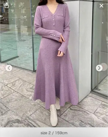 COCO DEAL 코코딜 포켓 디자인 플레어 리브 니트 원피스