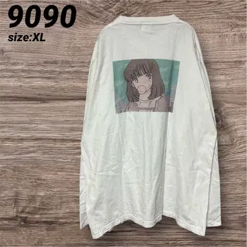 9090 나인티나인티 긴팔 티셔츠 프린트 화이트