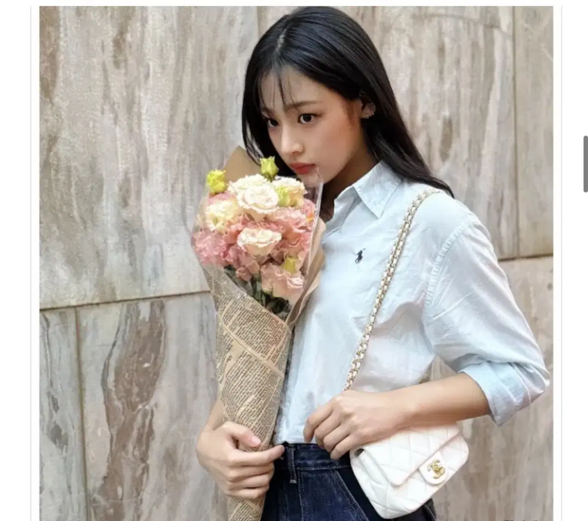 정품 샤넬 뉴미니 플랩백 체인백 미니 하트 참 램스킨 화이트 금장