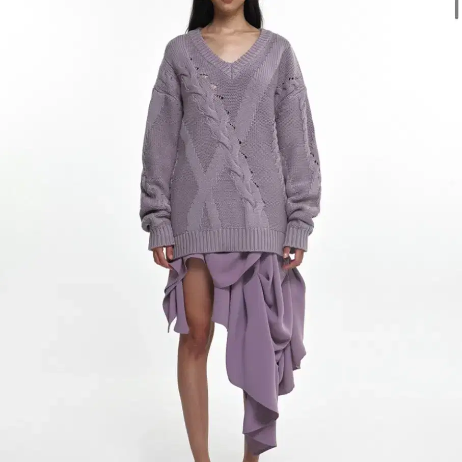 나체 니트 MIXED TWIST KNIT  LAVENDER FOG