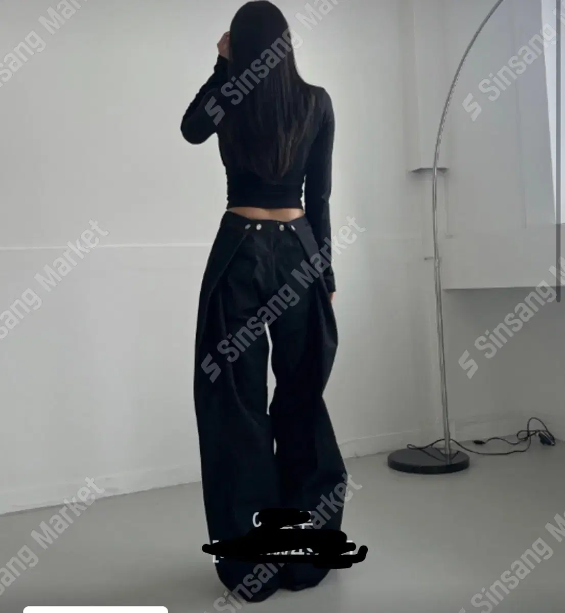 블랙 생쥐데님 S 비죠팬츠 여성와이드 바지 카리나바지