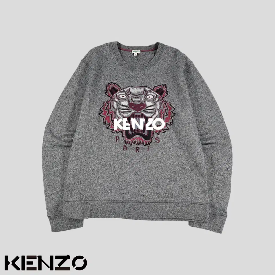 KENZO 겐조 그레이 보카시 버건디 타이거 호랑이 빅자수 맨투맨 티셔츠