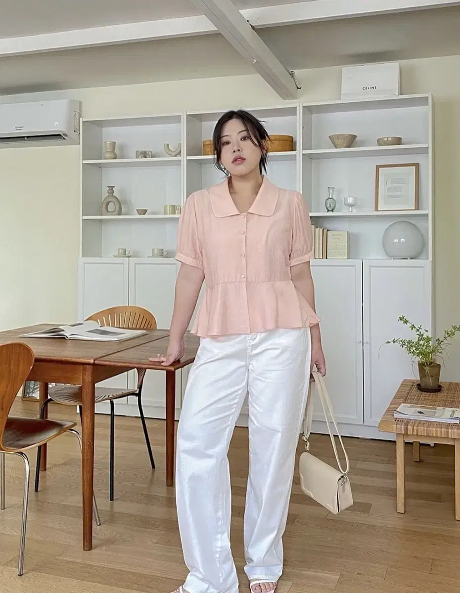 빅사이즈 핑크 반팔 블라우스 100-110size 제이스타일