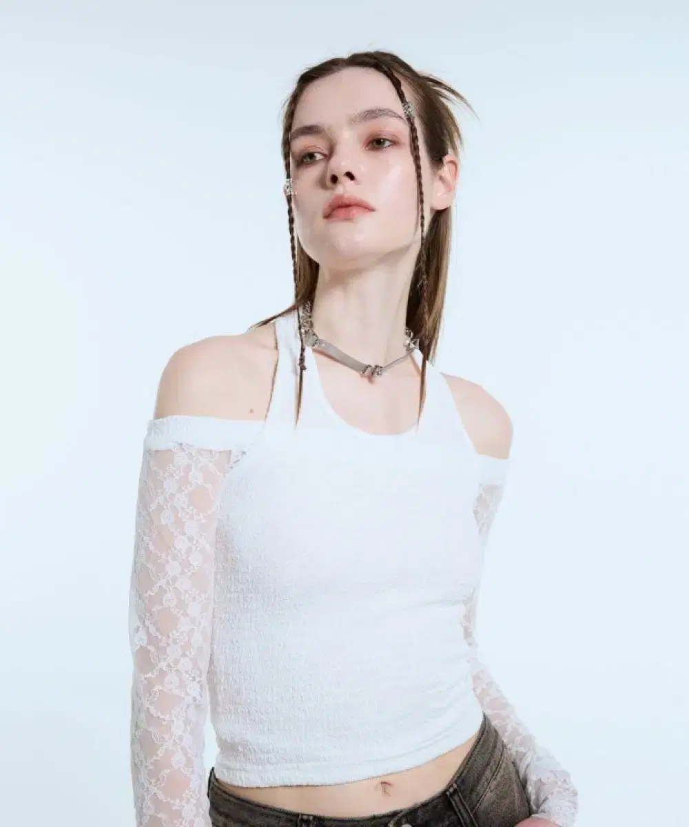 라티젠 L11 HALTER LACE TOP SET (WHITE)