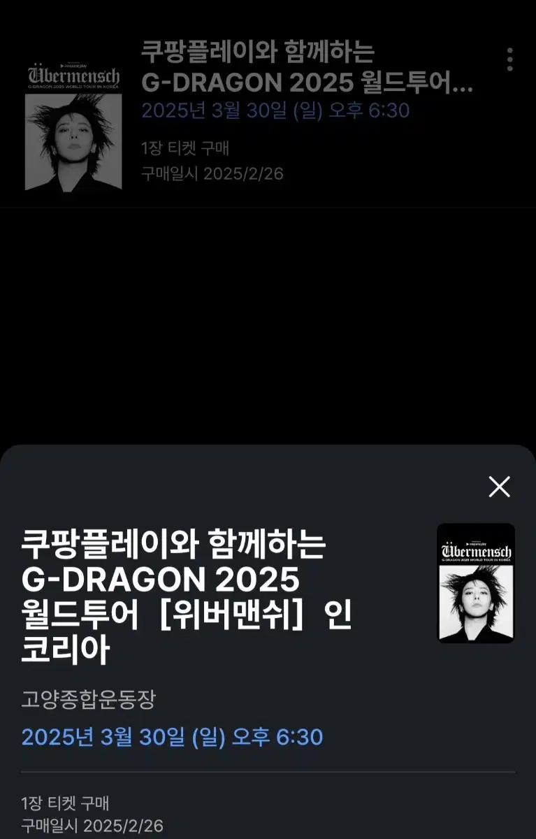 Gd 지드래곤 지디 막콘 티켓 팝니다