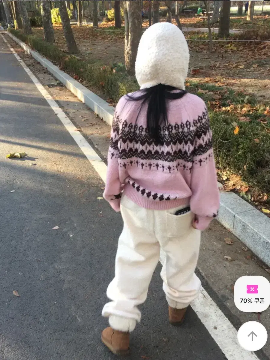 에이블리 눈꽃 노르딕 니트 핑크