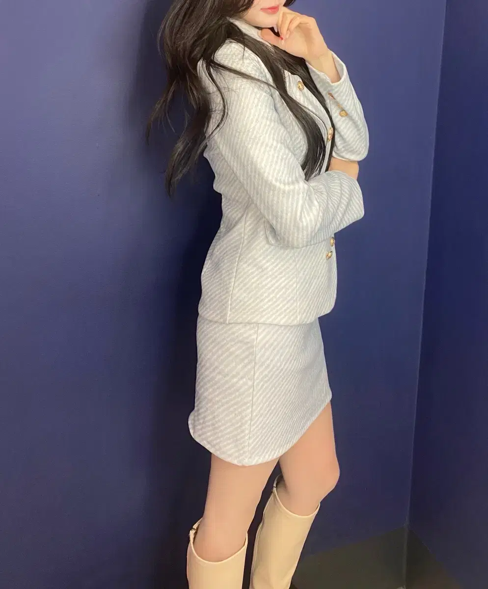 스튜어디스st 연하늘 트위드 셋업