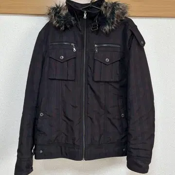 퍼 후드 부착 체크 무늬 자켓