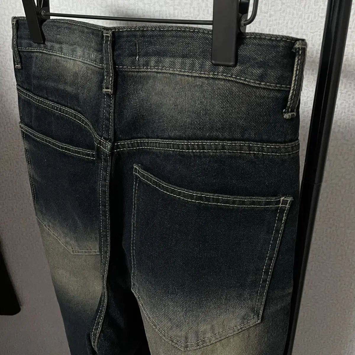 워싱 데님팬츠 청바지 샌드워싱 와이드팬츠 중청 흑청
