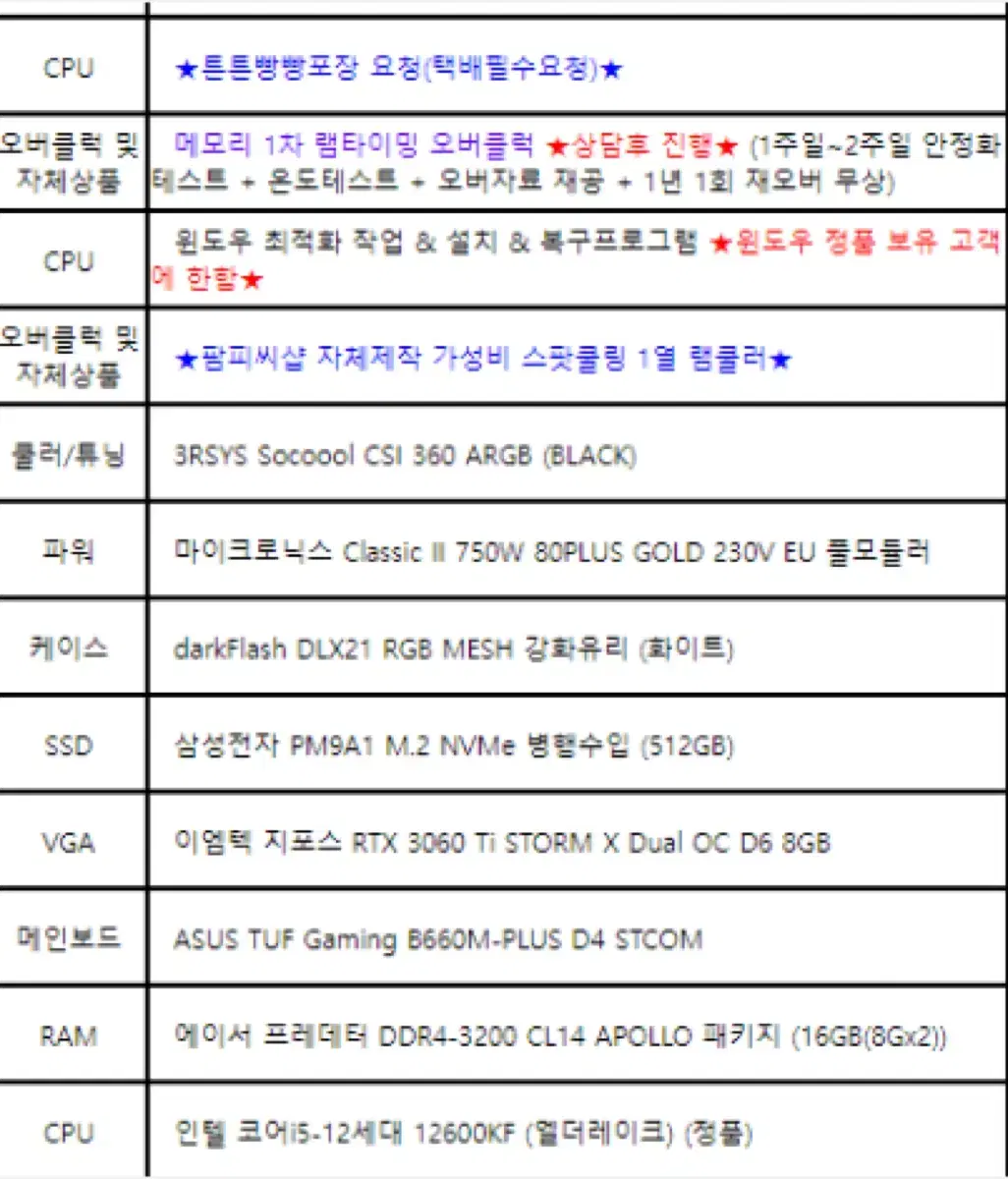 게이밍pc3060ti/12600kf