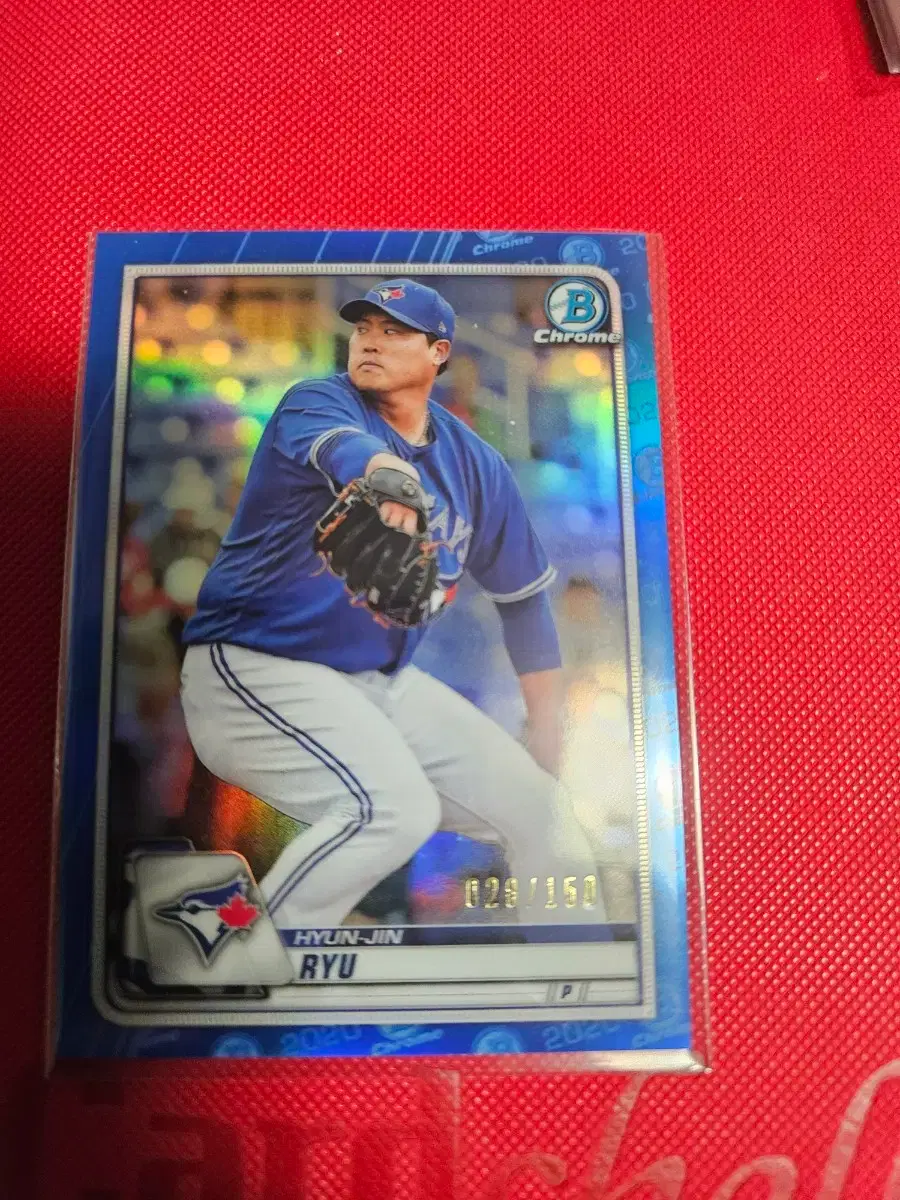 류현진 150장 한정 2020 Bowman 크롬 블루 리플렉터 카드
