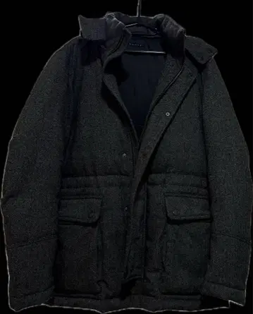 띠어리 그레이 후드 부착 다운 자켓