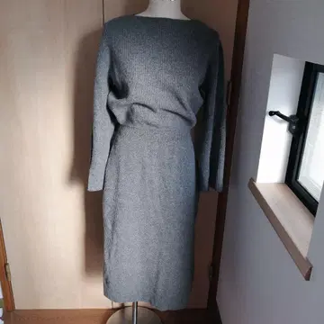 유니클로: C 보트넥 니트 원피스 XL 그레이
