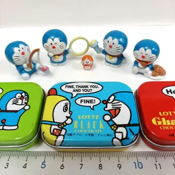 도라에몽 가챠 피규어 4개 + 미니 도라 롯데 도라에몽 캔 3개