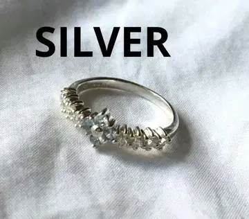 빈티지 아쿠아 마린 하프 이터니티 실버 반지 SILVER