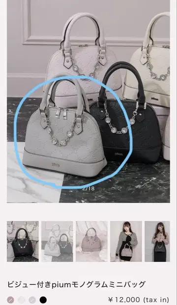 비쥬가 달린 퓌모노그램 미니 백 블루 그레이