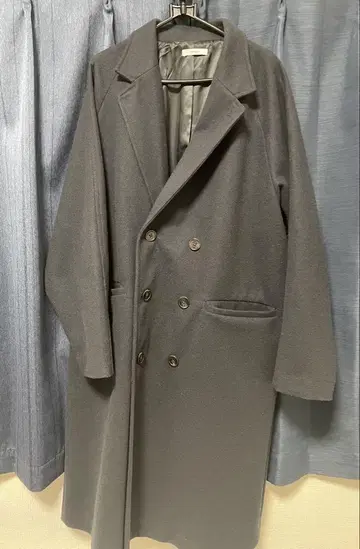 루본 멜톤 더블 체스터 코트 네이비