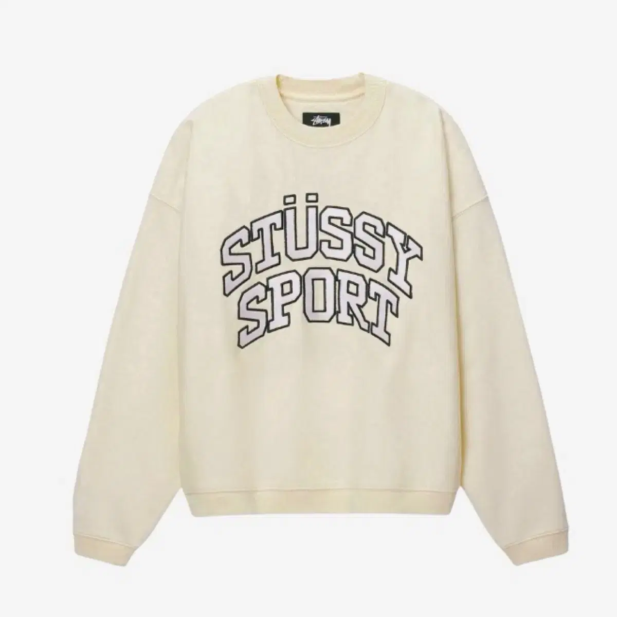 Stussy Sporty Relaxed Oversized Crewneck Ivory xs