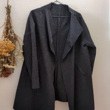 Lisette 리제타 네이비 노카라 롱 코트 울