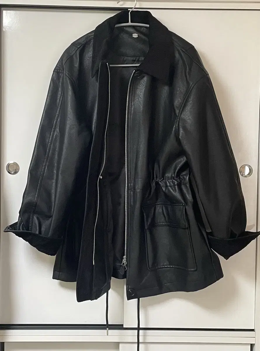 Ruffled Woman's Buffed Leather Jacket