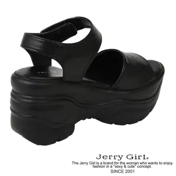 Jerry Girl 벨크로 통굽 스포츠 샌들 검정 L