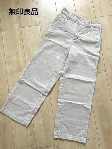 최종 가격 무인양품 와이드 팬츠 코듀로이 허리밴딩 베이지 M