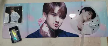 민규 슬로건 투명 부채
