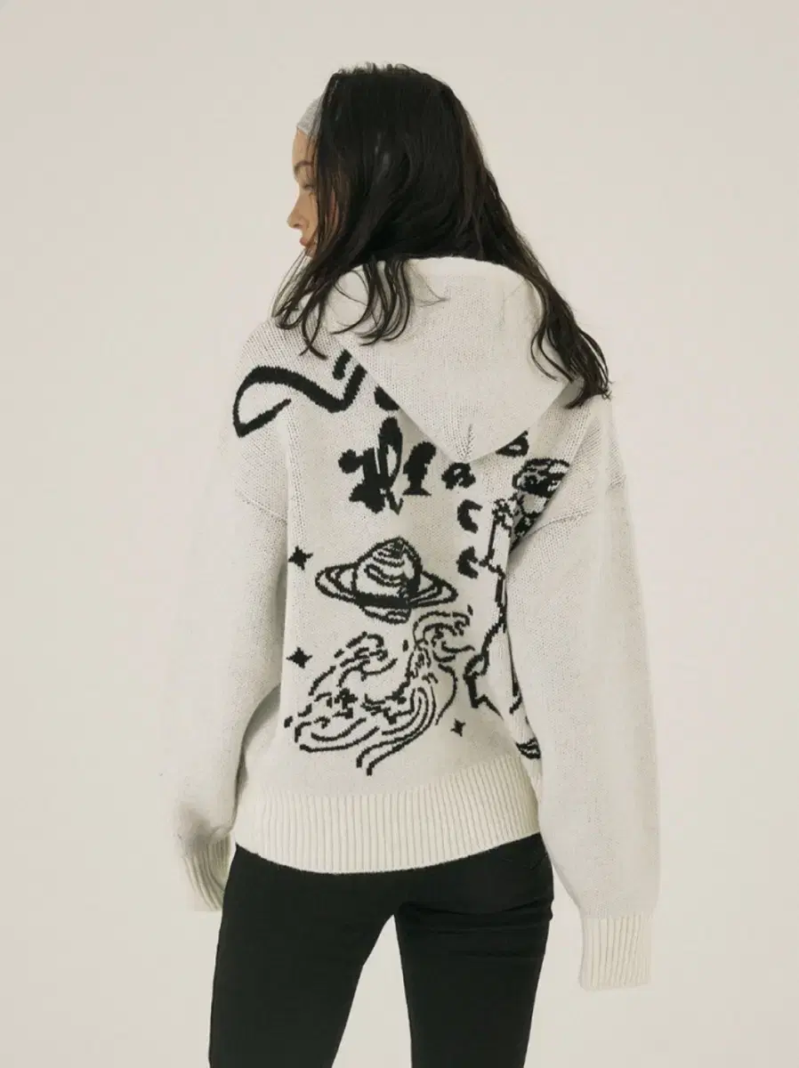 쓰리타임즈 니트 후드집업 venus jacquard knit hoodie