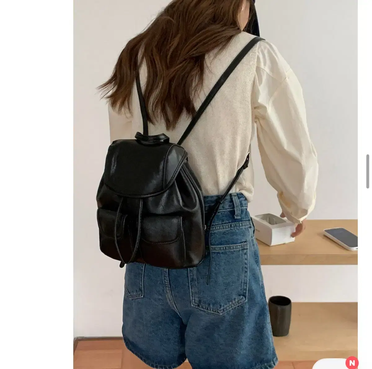 포켓 미니 백팩 블랙