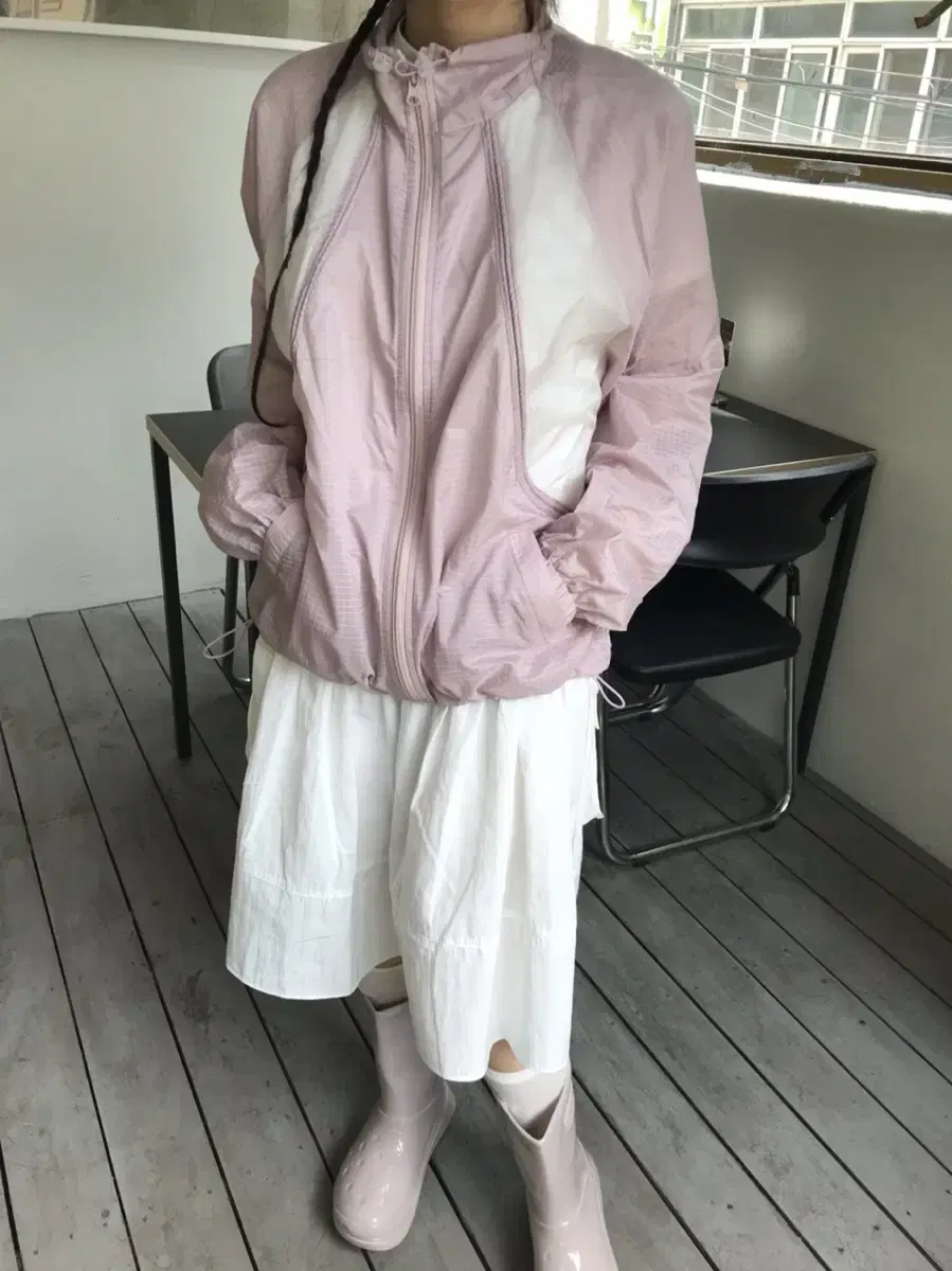 히피디피 그리드 윈드 브레이커 핑크 바람막이