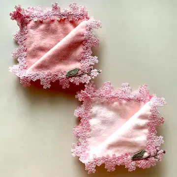 즉시 완판, 새상품! 니카자와 레이스 손수건 봄의 벚꽃 2장 세트